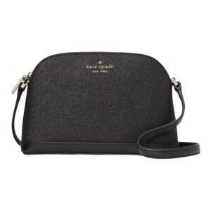Kate spade tinsel small dome crossbody black glitter NWT